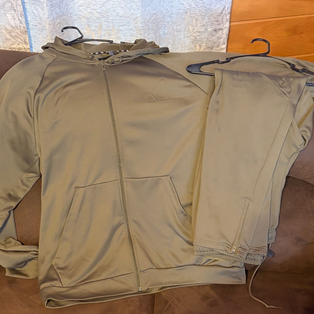 adidas Olive Green Men's Shirt and Pants Set